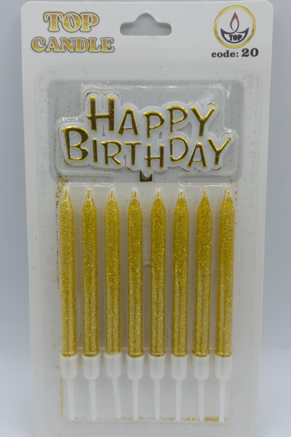 Altın Simli Doğum Günü Mumu 12 Li Kod: 20